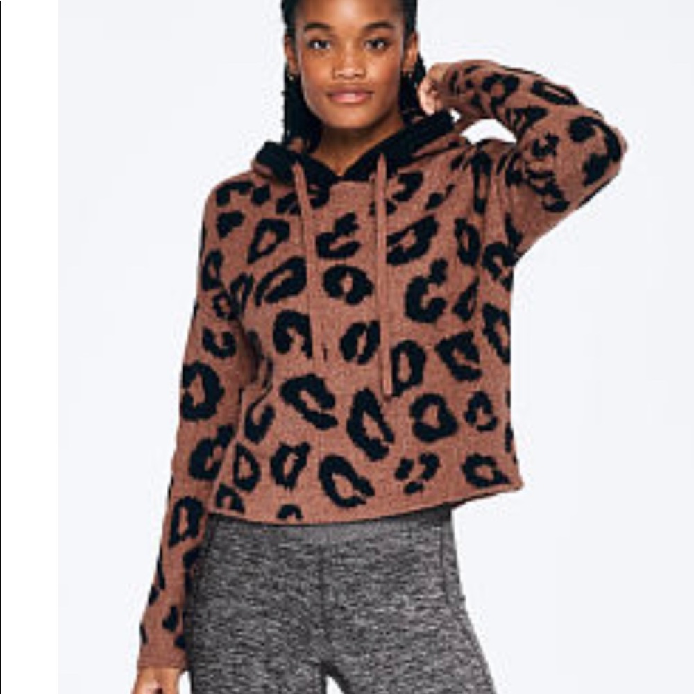 Victoria’s Secret Pink leopard knit hoodie pullove